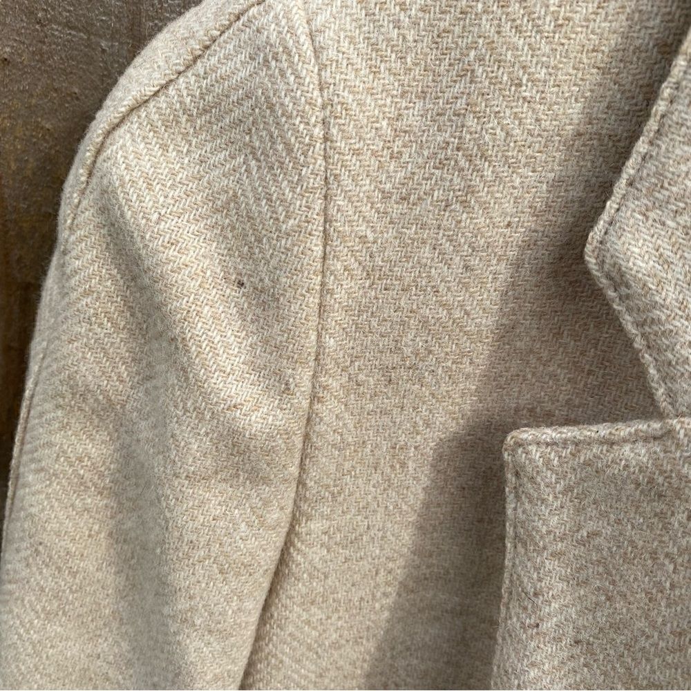 Vintage Toffs Wool Beige Single Button Closure Chevron Woman’s Blazer - Picture 9 of 10